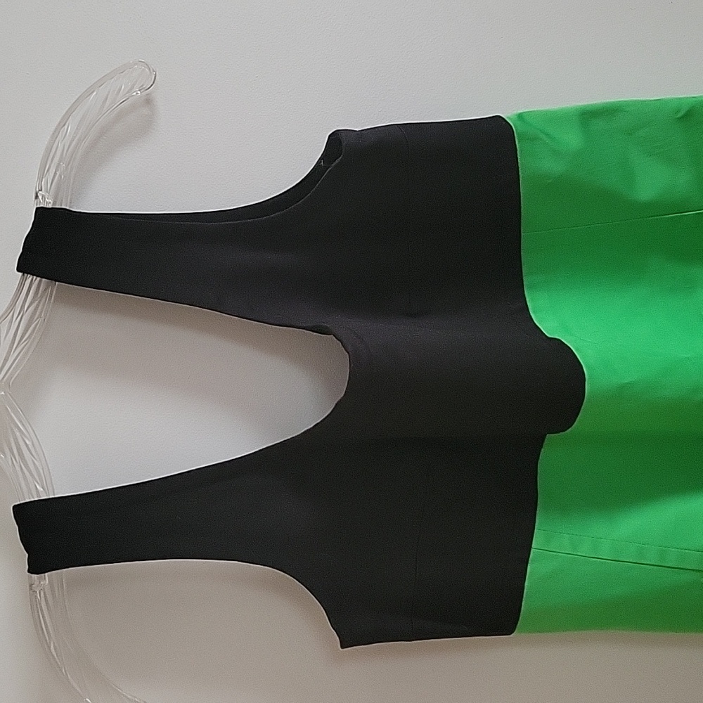 $205 NWTS Sara Campbell Color Block Sheath Dress Size 12 - Black/Green/White